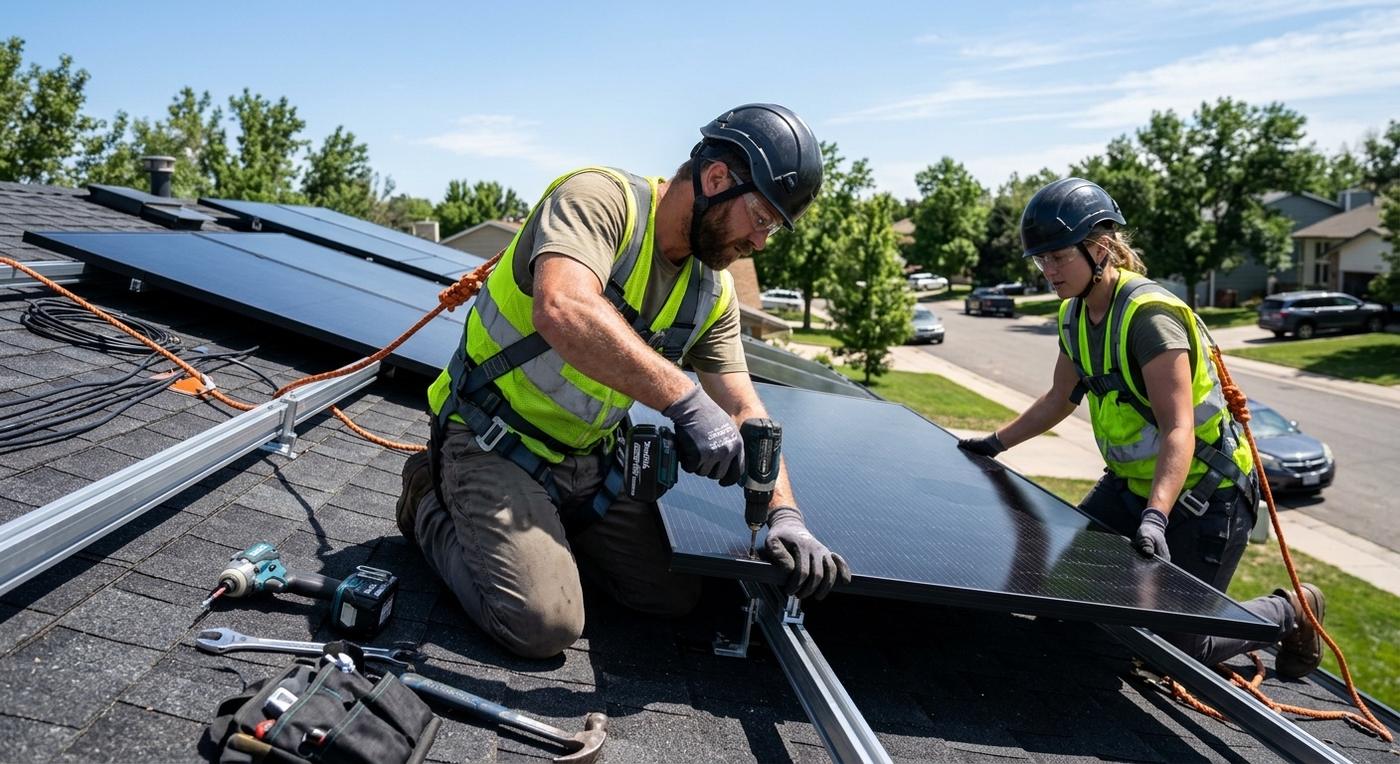 Photovoltaikmodule auf einem Gebäudedach